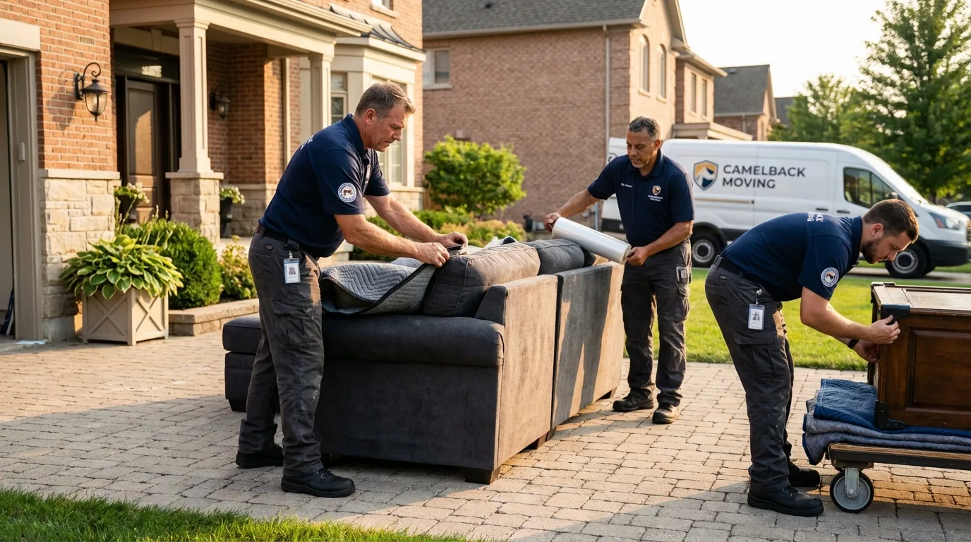Large estate moving crew wrapping furniture in Elwood, NJ