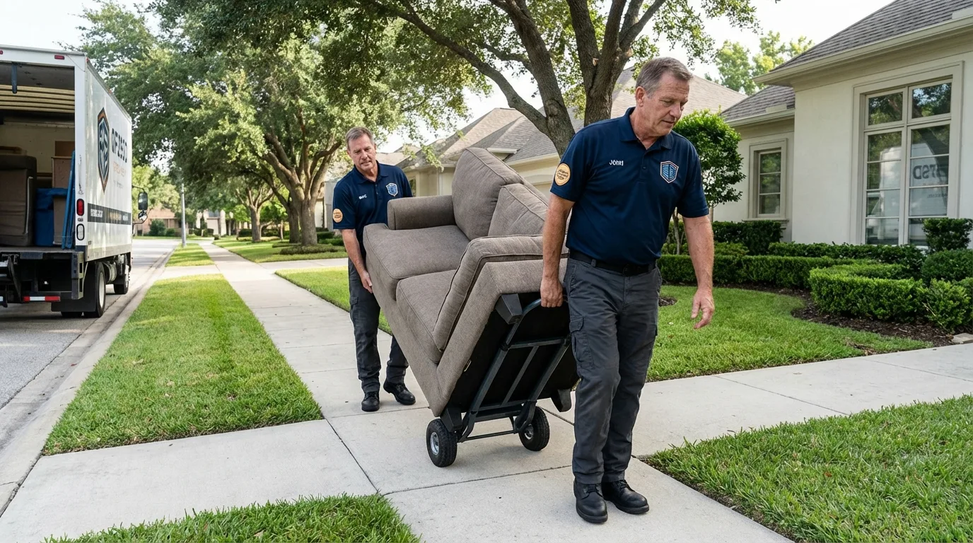 Local residential moving crew loading furniture in Elwood, NJ